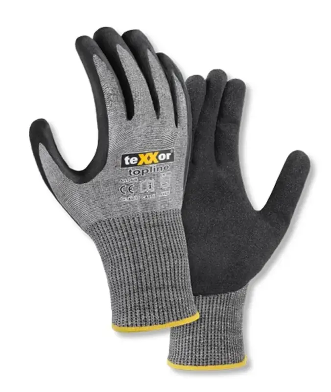 Heißes Angebot Schnittschutz-Strickhandschuhe besandete Nitrilbeschichtung Gr. 10