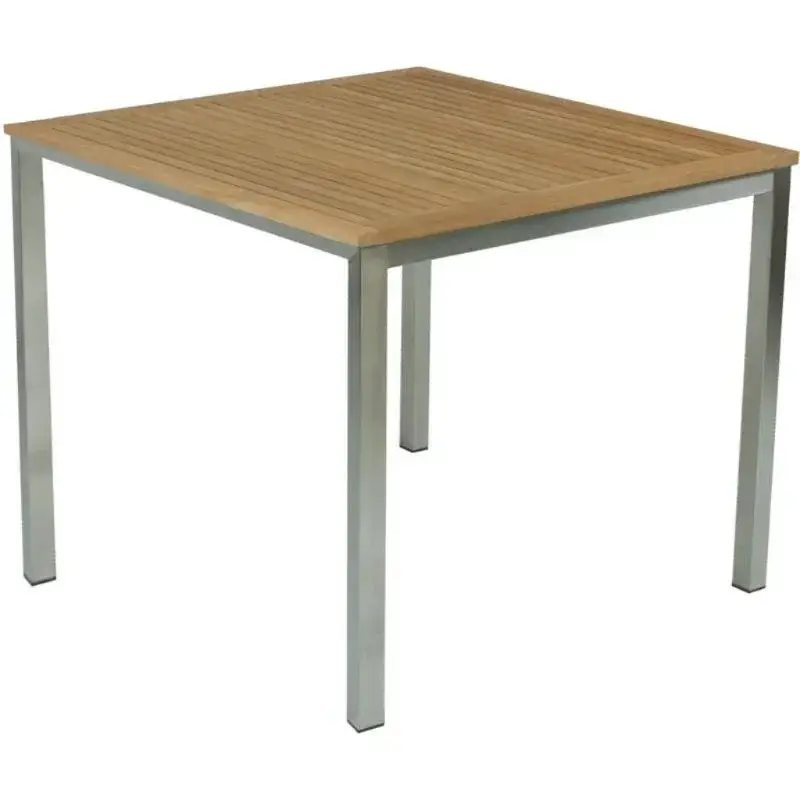 Tisch DENVER, 90x90cm, Edelstahl 304 gebürstet / Teak FSC 100% Solange Der Vorrat Reicht