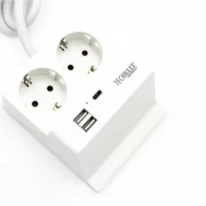 Günstig Tischsteckdose mit USB-A und Smartphone Ablage, 2-fach