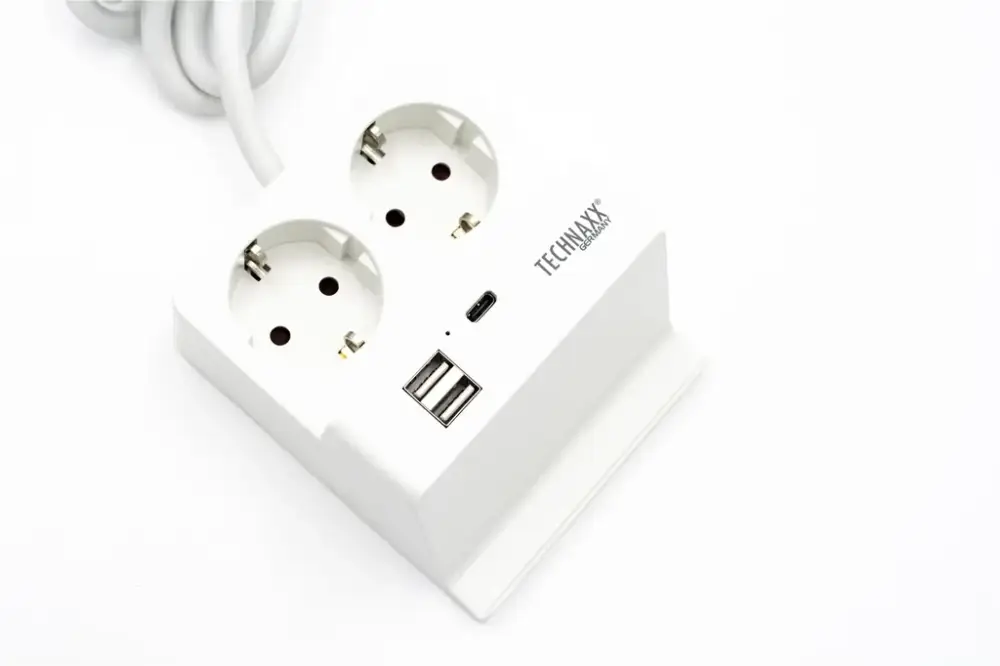 Günstig Tischsteckdose mit USB-A und Smartphone Ablage, 2-fach