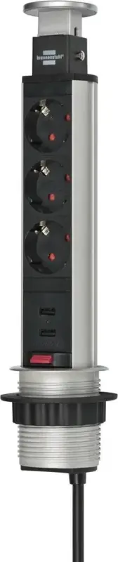 Neue Kollektion Tischsteckdosenleiste Tower Power 3-fach, 2 USB Anschlüsse