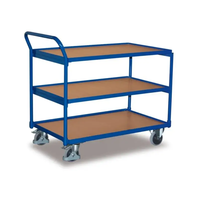 Bestseller Tischwagen 250 kg mit 3 Ladeflächen hoher Schiebebügel Typ L + EasySTOP
