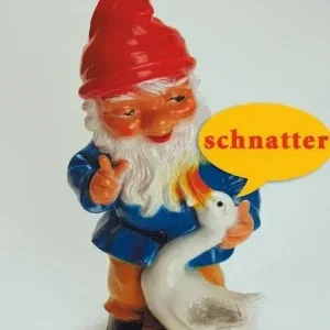 Garantierte Lieferung Zwerg mit Gans - mit Bewegungsmelder, schnatternd, 32 cm