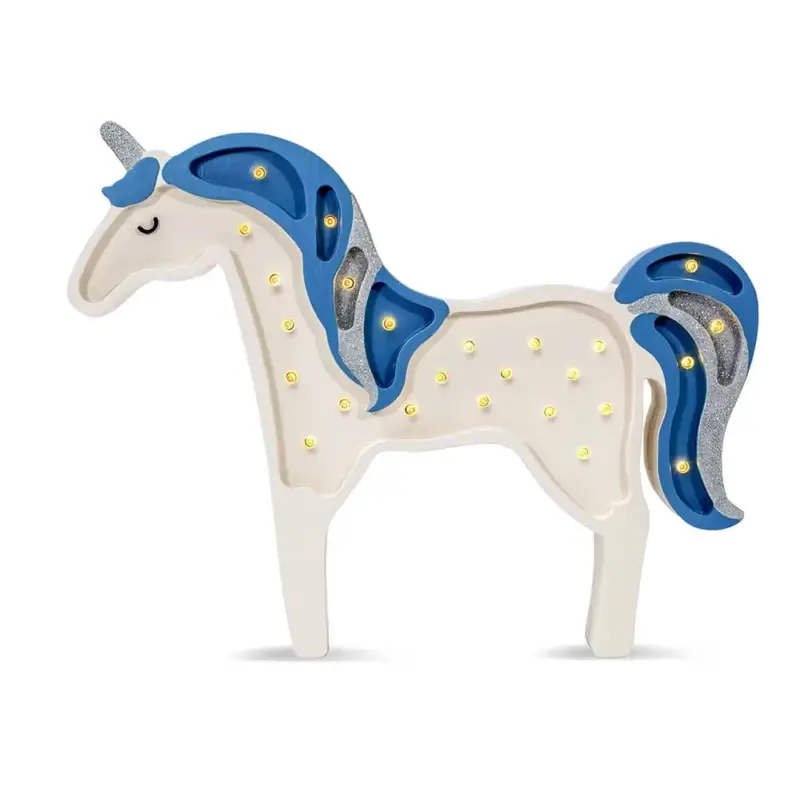 little lights Led Deko Kinderlampe Einhorn blau Glitter Echt