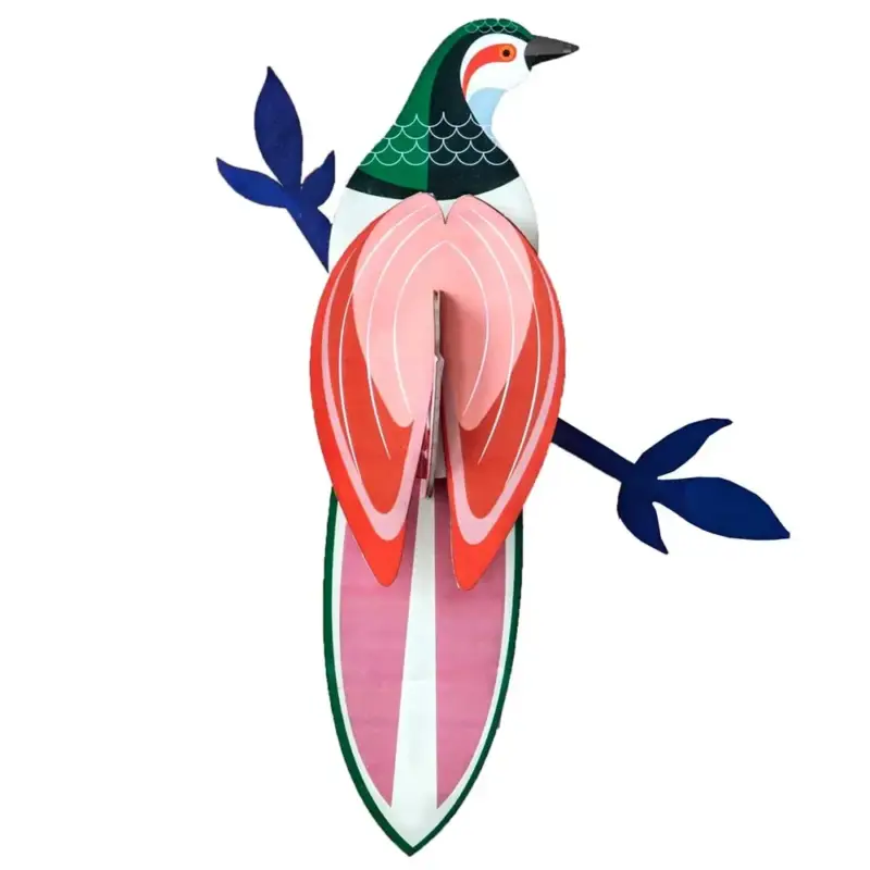 studio ROOF 3D Paradiesvogel rosa rot Pappe Echt