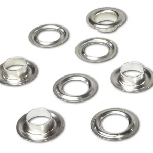 Bestpreis Ösen 6,5 mm, Messing - vernickelt, 75 Stück