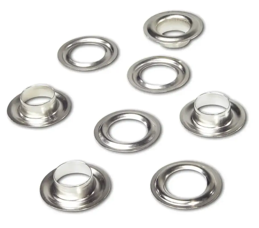 Preisreduziert Ösen 8,5 mm, Messing - vernickelt, 50 Stück