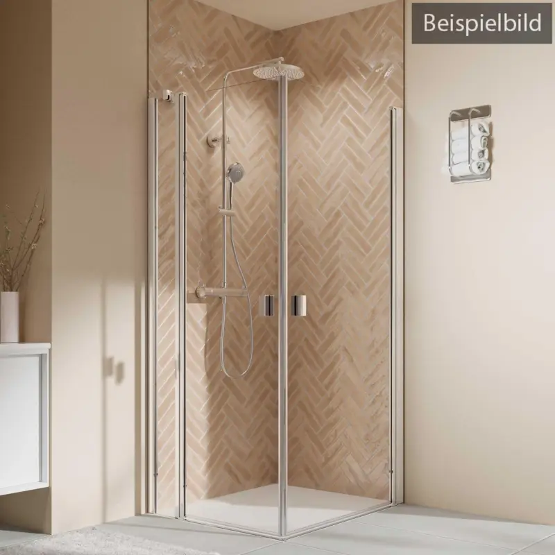 Breuer Elana 2.0 eckig Eckeinstieg Kombination Drehtür links / Drehtür mit Festteil rechts Grau getönt 100 x 80 cm - Alu Chromeffekt Preiswert