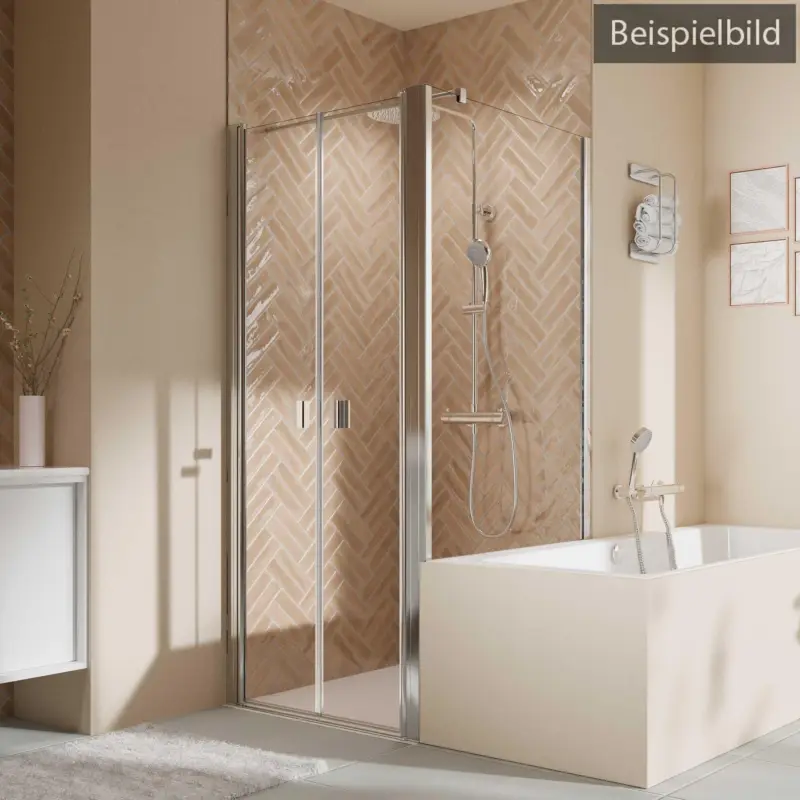 Zertifiziert Breuer Elana 2.0 eckig Badewannenseitenwand für Pendeltür (auf Wanne) Wandanschlag rechts Bronce getönt 75 cm - Weiß matt