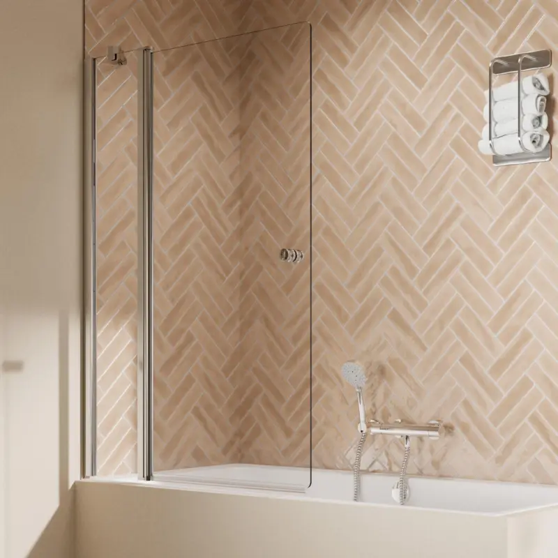 Top-Seller Breuer Elana 2.0 rund Drehtür mit Festteil für Badewanne Türanschlag links Klarglas hell 100 cm - Alu Chromeffekt