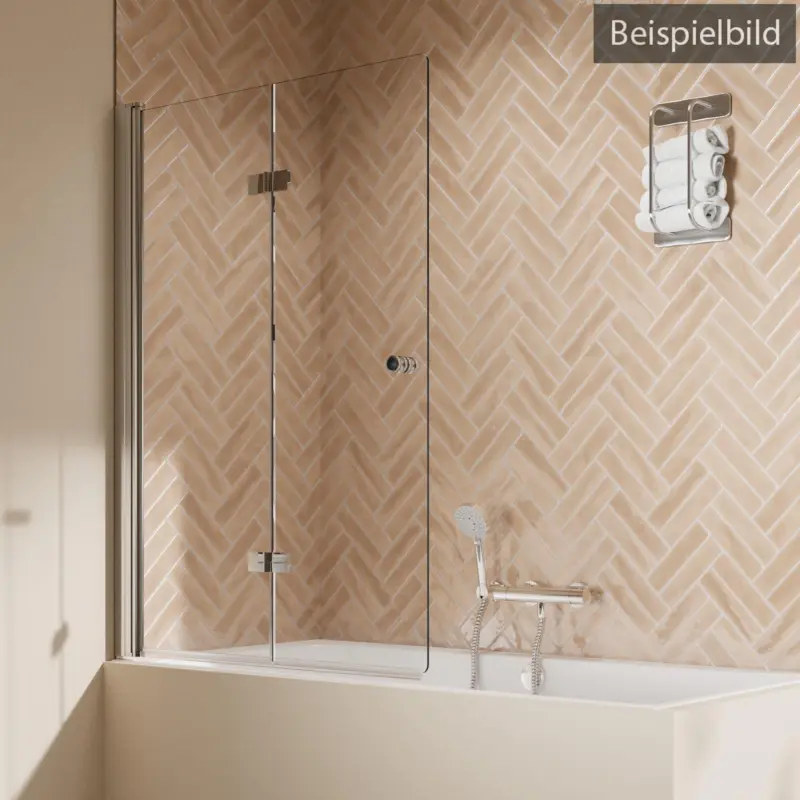Super-Preis Breuer Elana 2.0 rund Drehfalttür für Badewanne 2-teilig Türanschlag links Klarglas hell mit DualPlus 120 cm - Alu Silber matt