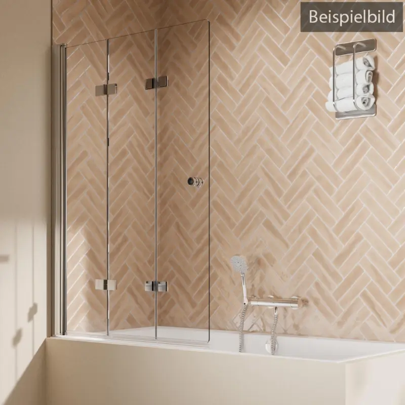 Breuer Elana 2.0 rund Drehfalttür für Badewanne 3-teilig Türanschlag links Bronce getönt 120 cm - Schwarz matt Zertifiziert