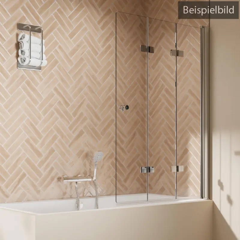 Breuer Elana 2.0 rund Drehfalttür für Badewanne 3-teilig Türanschlag rechts Satiniert 120 cm - Schwarz matt Direktkauf