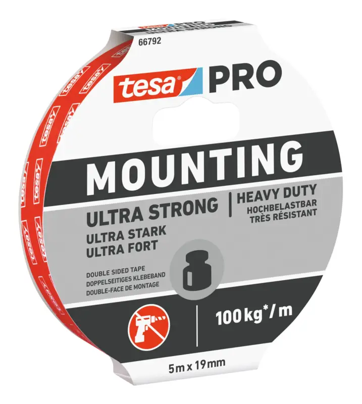 Letzte Chance Tesa Mounting Pro 66792 Ultra Strong, 5m x 19 mm(Verpackungseinheit: 10Rollen)