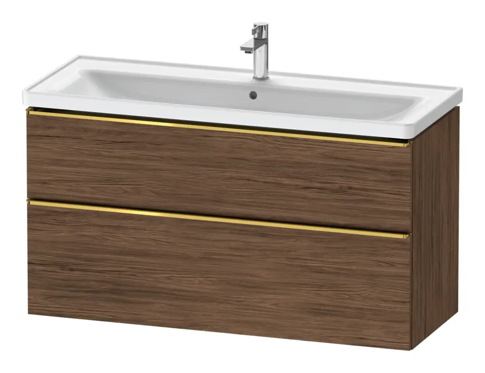 Sichere Zahlung Duravit D-Neo Waschtischunterschrank mit 2 Auszügen Griff Gold Poliert 1184 x 625 x 452 mm - Nussbaum dunkel Matt