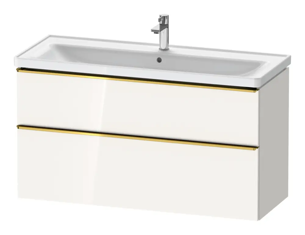 Duravit D-Neo Waschtischunterschrank mit 2 Auszügen Griff Gold Poliert 1184 x 625 x 452 mm - Weiß Hochglanz Sonderangebot