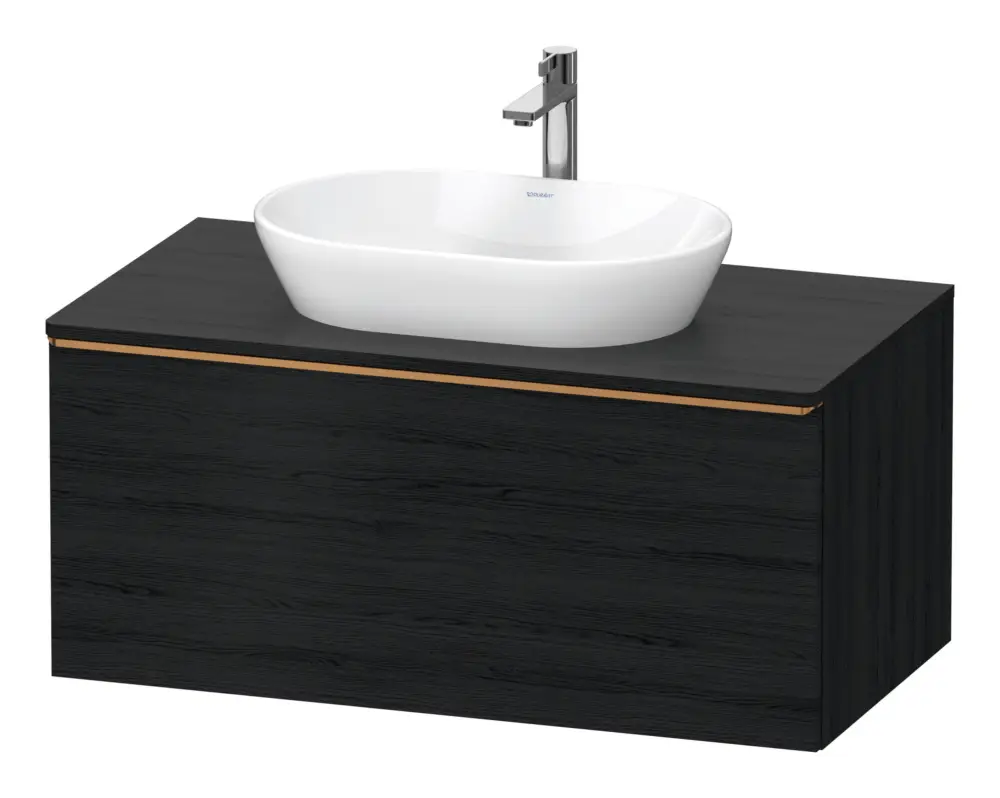 Duravit D-Neo Konsolenwaschtischunterschrank mit 1 Auszug Griff Bronze Gebürstet 1000 x 459 x 550 mm - Eiche Schwarz Matt Direktkauf