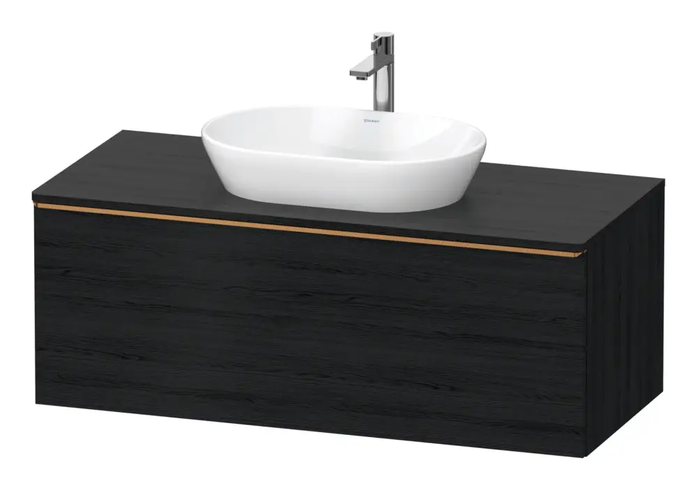 Neue Kollektion Duravit D-Neo Konsolenwaschtischunterschrank mit 1 Auszug Griff Bronze Gebürstet 1200 x 459 x 550 mm - Eiche Schwarz Matt