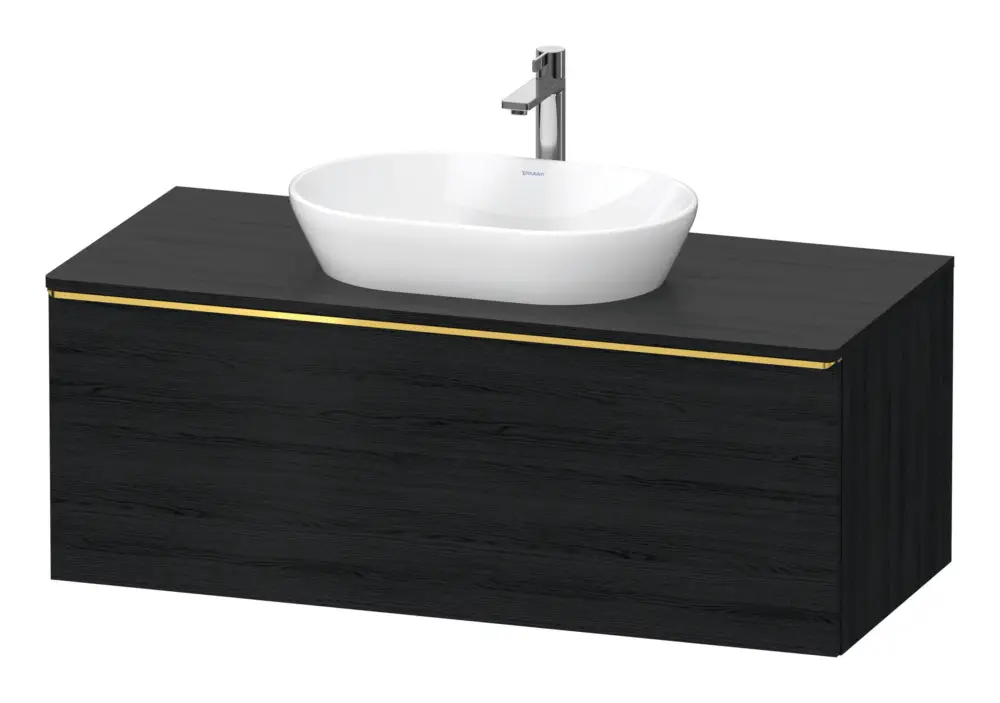 Neuheit Duravit D-Neo Konsolenwaschtischunterschrank mit 1 Auszug Griff Gold Poliert 1200 x 459 x 550 mm - Eiche Schwarz Matt