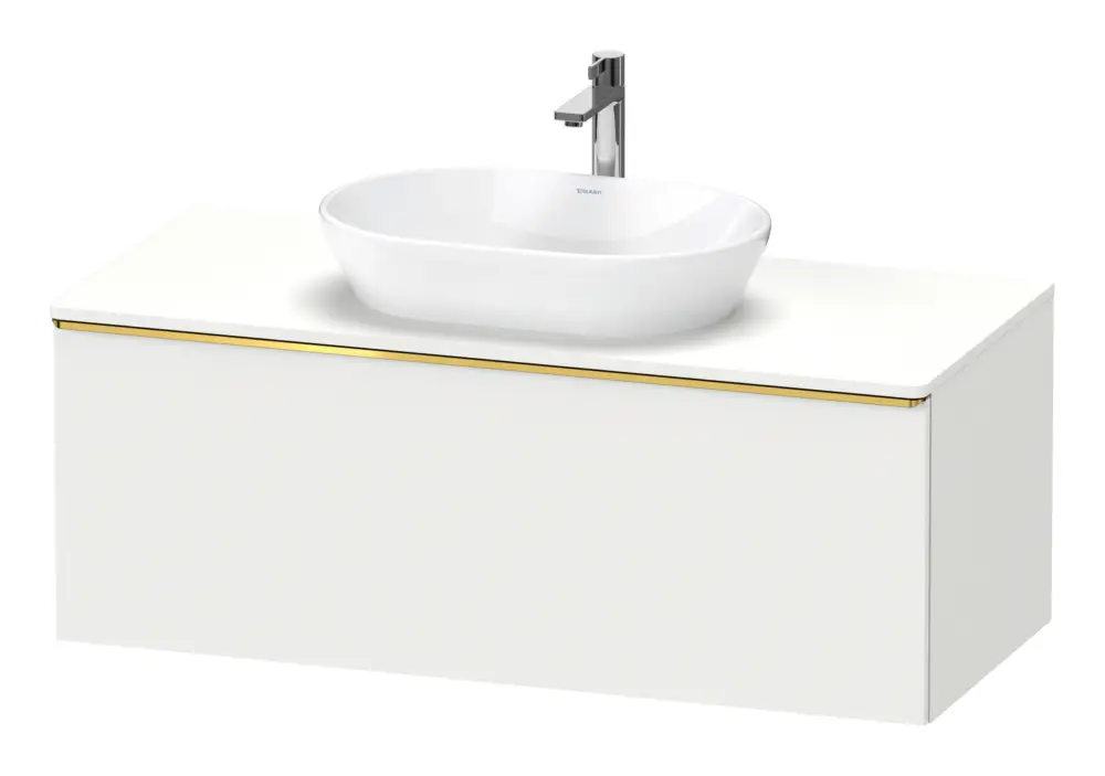 Neu Im Sortiment Duravit D-Neo Konsolenwaschtischunterschrank mit 1 Auszug Griff Gold Poliert 1200 x 459 x 550 mm - Weiß Matt