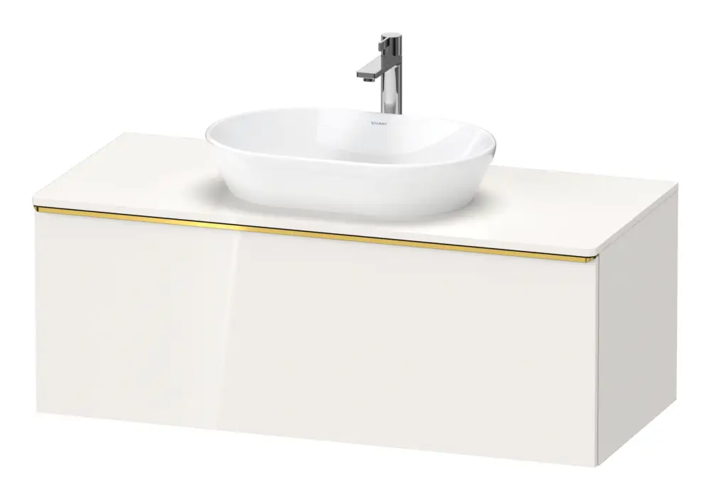 Highlight Duravit D-Neo Konsolenwaschtischunterschrank mit 1 Auszug Griff Gold Poliert 1200 x 459 x 550 mm - Weiß Hochglanz