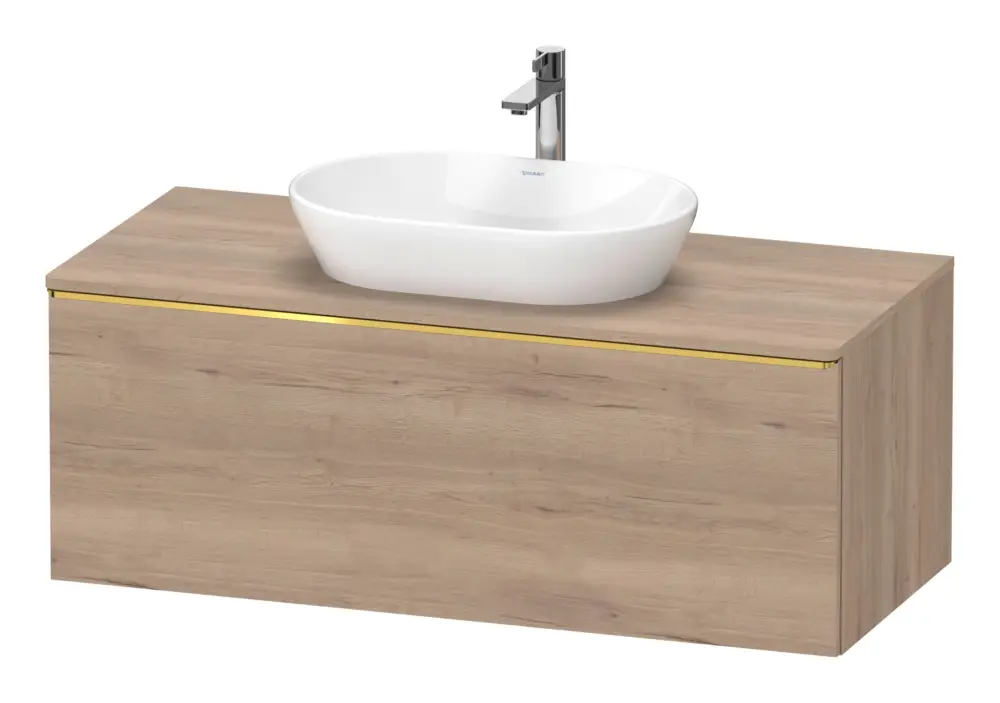Duravit D-Neo Konsolenwaschtischunterschrank mit 1 Auszug Griff Gold Poliert 1200 x 459 x 550 mm - Eiche Marmoriert Matt Echt