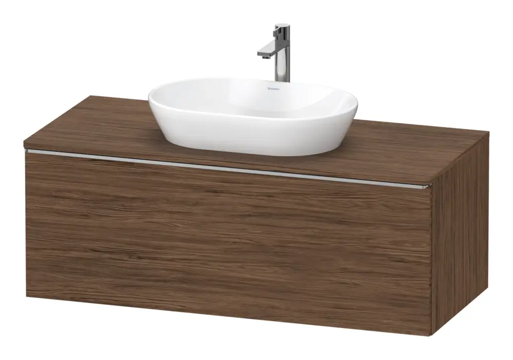 Preisreduziert Duravit D-Neo Konsolenwaschtischunterschrank mit 1 Auszug Griff Edelstahl Gebürstet 1200 x 459 x 550 mm - Nussbaum dunkel Matt