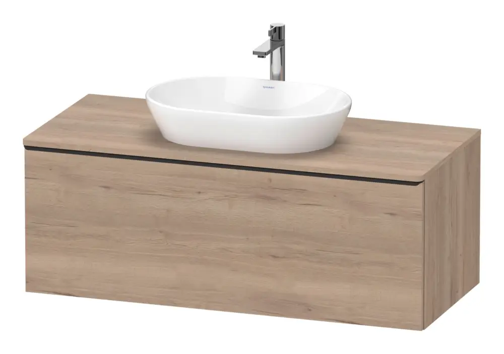 Duravit D-Neo Konsolenwaschtischunterschrank mit 1 Auszug Griff Diamantschwarz Matt 1200 x 459 x 550 mm - Eiche Marmoriert Matt Highlight