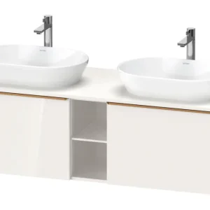 Angebot Duravit D-Neo Konsolenwaschtischunterschrank für 2 Becken mit 2 Auszügen und 2 Fächern Griff Bronze Gebürstet 1400 x 459 x 550 mm - Weiß Hochglanz