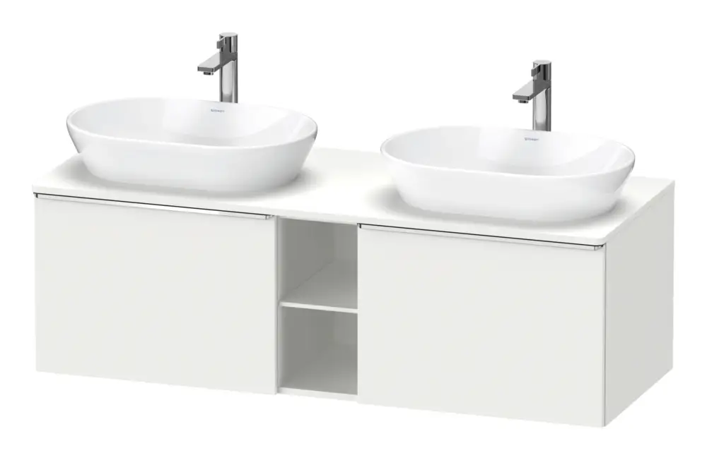 Duravit D-Neo Konsolenwaschtischunterschrank für 2 Becken mit 2 Auszügen und 2 Fächern Griff Chrom Hochglanz 1400 x 459 x 550 mm - Weiß Matt Markenprodukt