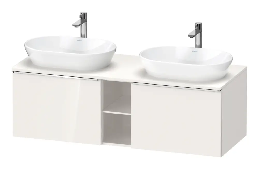 Duravit D-Neo Konsolenwaschtischunterschrank für 2 Becken mit 2 Auszügen und 2 Fächern Griff Chrom Hochglanz 1400 x 459 x 550 mm - Weiß Hochglanz Preisknaller