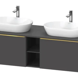 Angebot Duravit D-Neo Konsolenwaschtischunterschrank für 2 Becken mit 2 Auszügen und 2 Fächern Griff Gold Poliert 1400 x 459 x 550 mm - Graphit Matt