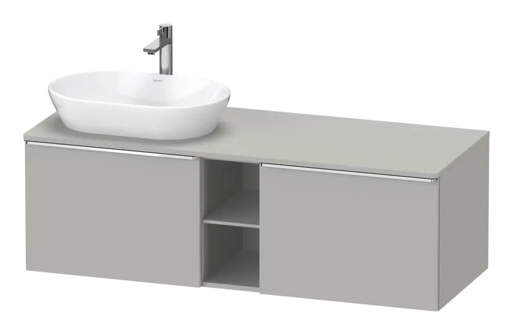 Duravit D-Neo Konsolenwaschtischunterschrank für Becken links mit 2 Auszügen und 2 Fächern Griff Chrom Hochglanz 1400 x 459 x 550 mm - Betongrau Matt Begrenztes Angebot