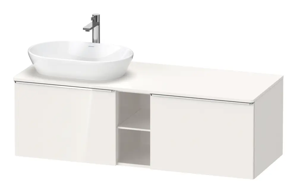 Duravit D-Neo Konsolenwaschtischunterschrank für Becken links mit 2 Auszügen und 2 Fächern Griff Chrom Hochglanz 1400 x 459 x 550 mm - Weiß Hochglanz Preisreduziert
