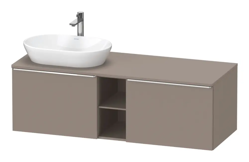 Meistverkauft Duravit D-Neo Konsolenwaschtischunterschrank für Becken links mit 2 Auszügen und 2 Fächern Griff Chrom Hochglanz 1400 x 459 x 550 mm - Basalt Matt
