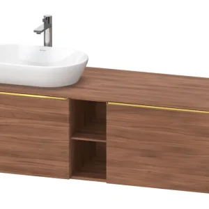 Angebot Duravit D-Neo Konsolenwaschtischunterschrank für Becken links mit 2 Auszügen und 2 Fächern Griff Gold Poliert 1400 x 459 x 550 mm - Nussbaum Matt