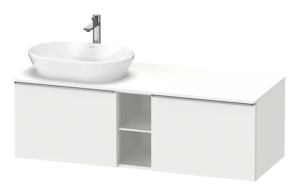Duravit D-Neo Konsolenwaschtischunterschrank für Becken links mit 2 Auszügen und 2 Fächern Griff Edelstahl Gebürstet 1400 x 459 x 550 mm - Weiß Matt Solange Der Vorrat Reicht