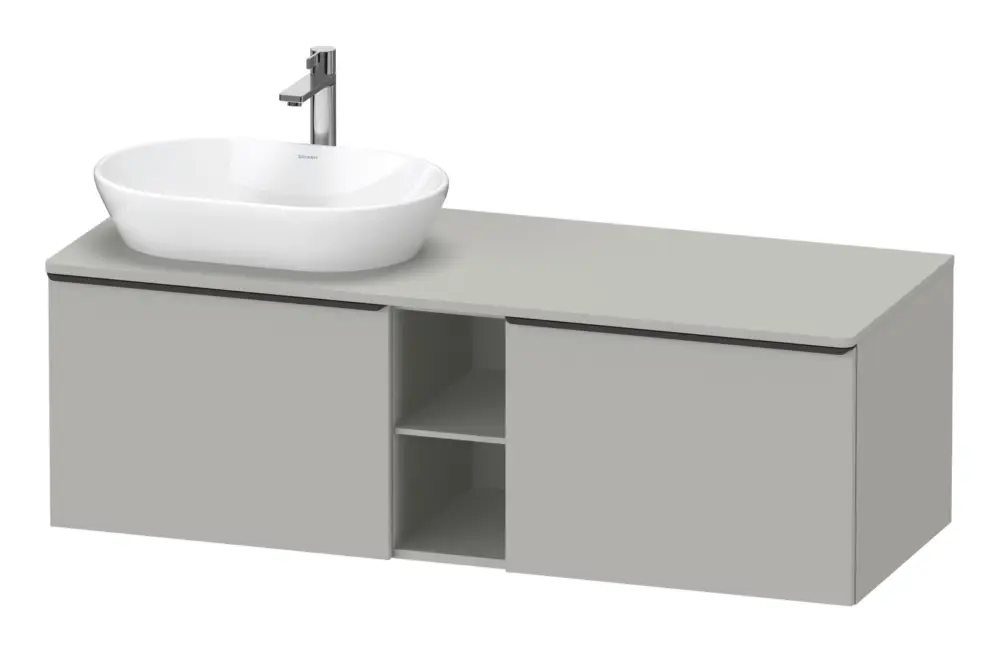 Knallerangebot Duravit D-Neo Konsolenwaschtischunterschrank für Becken links mit 2 Auszügen und 2 Fächern Griff Diamantschwarz Matt 1400 x 459 x 550 mm - Betongrau Matt