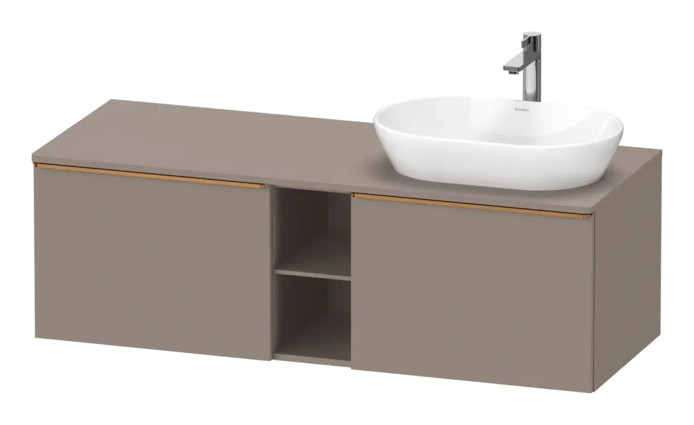 Duravit D-Neo Konsolenwaschtischunterschrank für Becken rechts mit 2 Auszügen und 2 Fächern Griff Bronze Gebürstet 1400 x 459 x 550 mm - Basalt Matt Schnäppchen