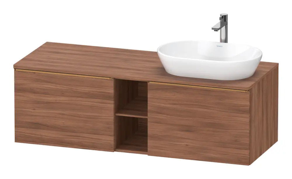 Duravit D-Neo Konsolenwaschtischunterschrank für Becken rechts mit 2 Auszügen und 2 Fächern Griff Bronze Gebürstet 1400 x 459 x 550 mm - Nussbaum Matt Günstig
