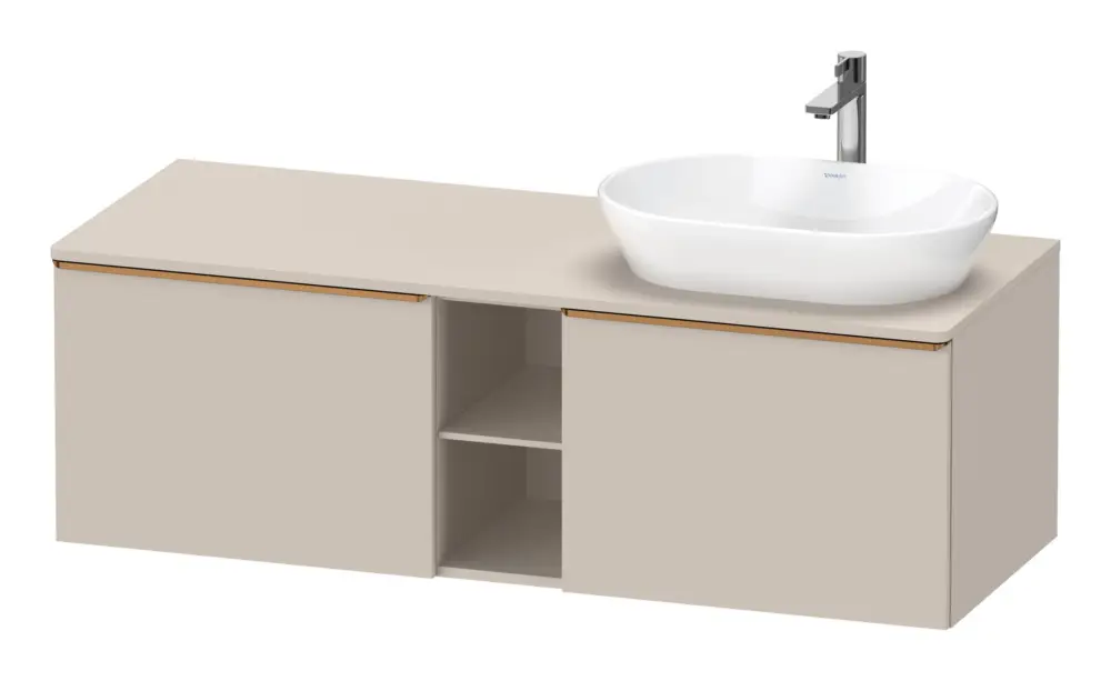 Direkt Vom Hersteller Duravit D-Neo Konsolenwaschtischunterschrank für Becken rechts mit 2 Auszügen und 2 Fächern Griff Bronze Gebürstet 1400 x 459 x 550 mm - Taupe Matt