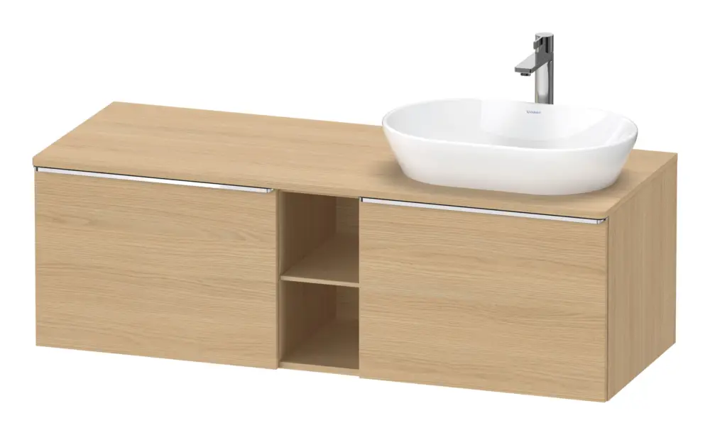 Beliebt Duravit D-Neo Konsolenwaschtischunterschrank für Becken rechts mit 2 Auszügen und 2 Fächern Griff Chrom Hochglanz 1400 x 459 x 550 mm - Eiche Natur Matt