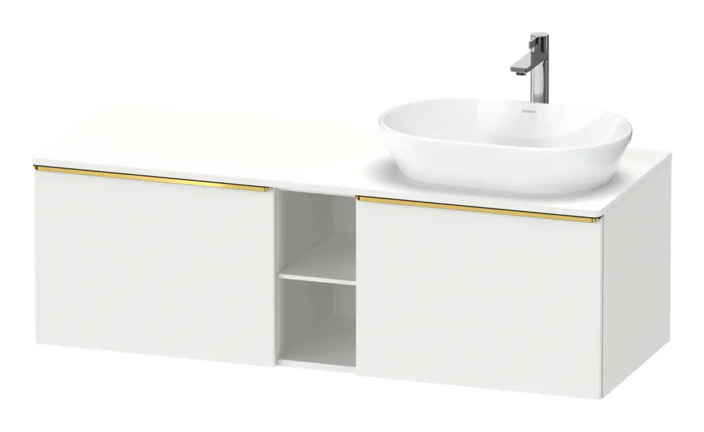 Duravit D-Neo Konsolenwaschtischunterschrank für Becken rechts mit 2 Auszügen und 2 Fächern Griff Gold Poliert 1400 x 459 x 550 mm - Weiß Matt Billig