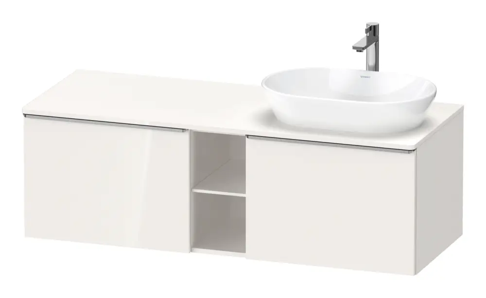Günstig Duravit D-Neo Konsolenwaschtischunterschrank für Becken rechts mit 2 Auszügen und 2 Fächern Griff Edelstahl Gebürstet 1400 x 459 x 550 mm - Weiß Hochglanz