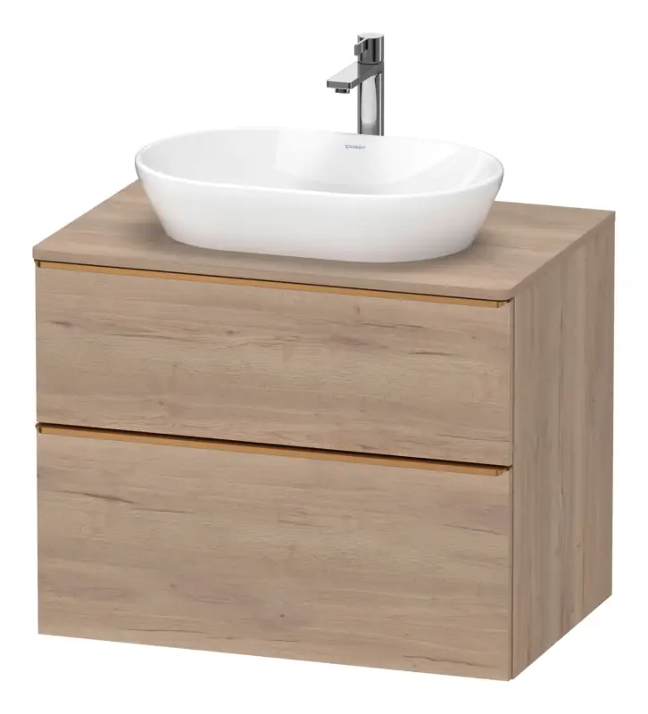 Duravit D-Neo Konsolenwaschtischunterschrank mit 2 Auszügen Griff Bronze Gebürstet 800 x 644 x 550 mm - Eiche Marmoriert Matt Neu