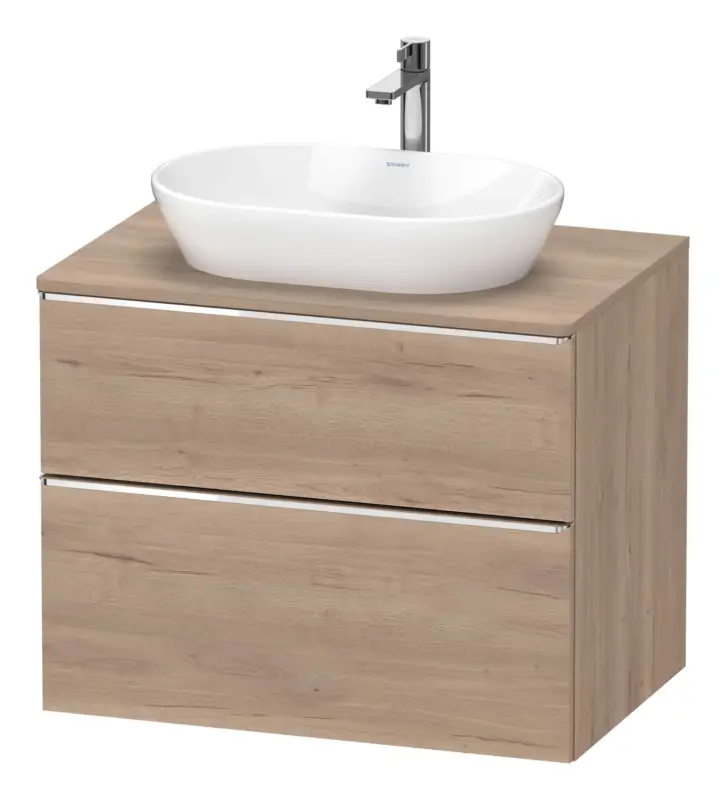 Abverkauf Duravit D-Neo Konsolenwaschtischunterschrank mit 2 Auszügen Griff Chrom Hochglanz 800 x 644 x 550 mm - Eiche Marmoriert Matt