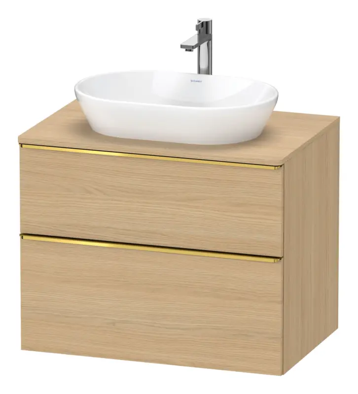 Markenware Duravit D-Neo Konsolenwaschtischunterschrank mit 2 Auszügen Griff Gold Poliert 800 x 644 x 550 mm - Eiche Natur Matt