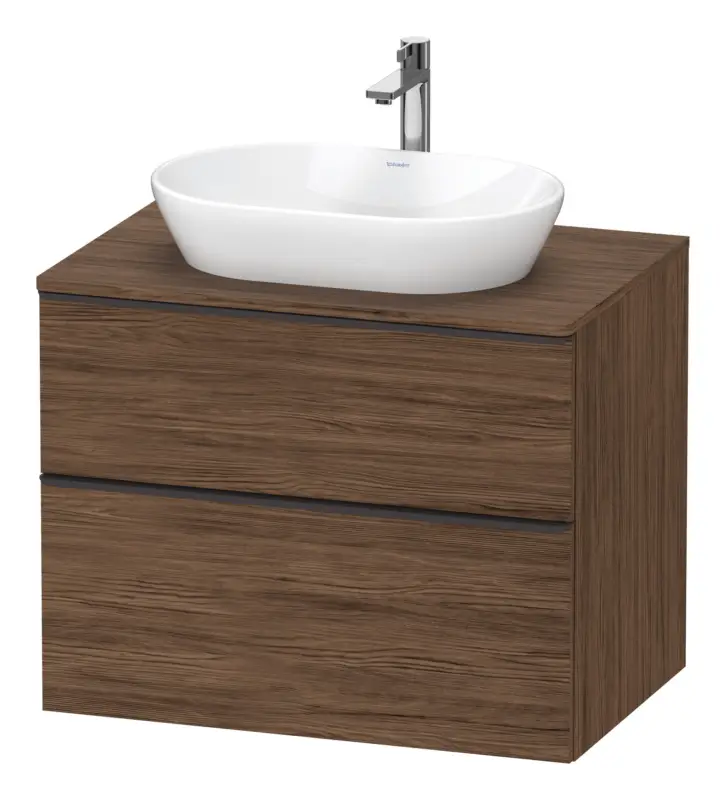 Duravit D-Neo Konsolenwaschtischunterschrank mit 2 Auszügen Griff Diamantschwarz Matt 800 x 644 x 550 mm - Nussbaum dunkel Matt Letzte Chance