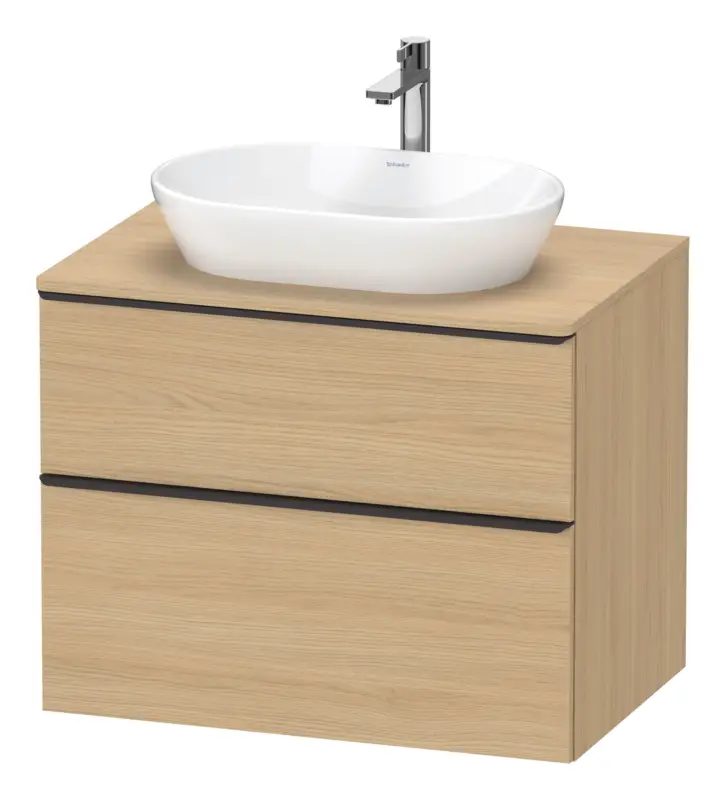 Duravit D-Neo Konsolenwaschtischunterschrank mit 2 Auszügen Griff Diamantschwarz Matt 800 x 644 x 550 mm - Eiche Natur Matt Must-Have