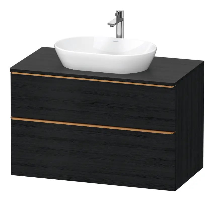Duravit D-Neo Konsolenwaschtischunterschrank mit 2 Auszügen Griff Bronze Gebürstet 1000 x 644 x 550 mm - Eiche Schwarz Matt Top-Seller